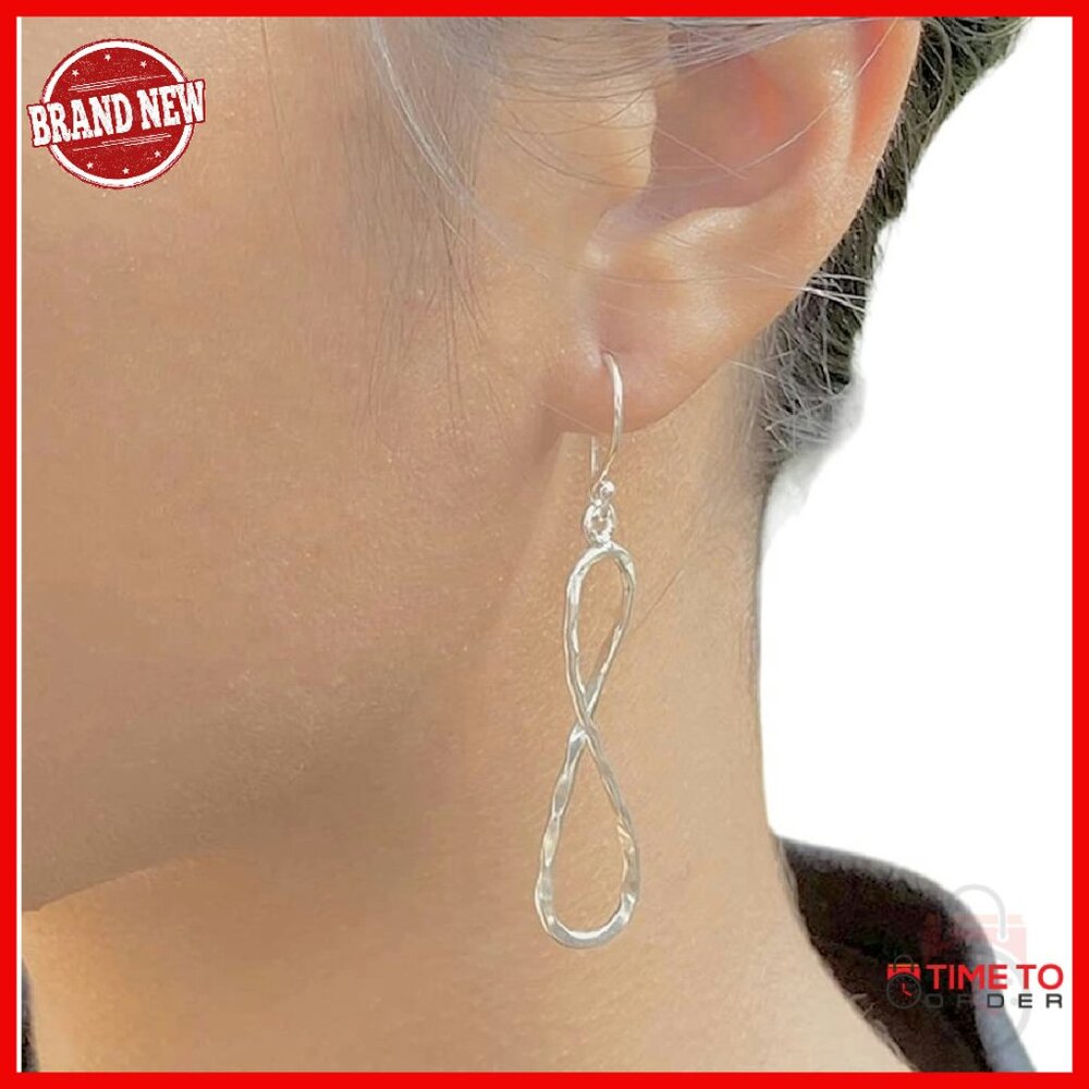 Sterling Silver Hammered Infinity Dangle Earrings… - image 1